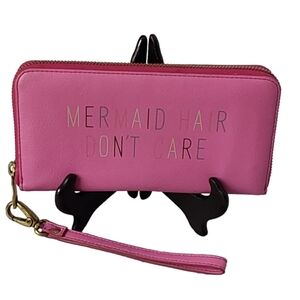 FOSSIL PINK CONTINENTAL CLUTCH  " MERMAID HAIR DON'T CARE" LEATHER WALLET